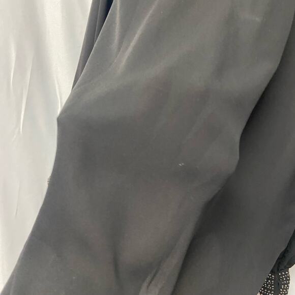 Janet Chung Top Shear Dark Black Sequin Studs Blouse Dressy Size L - Picture 6 of 10